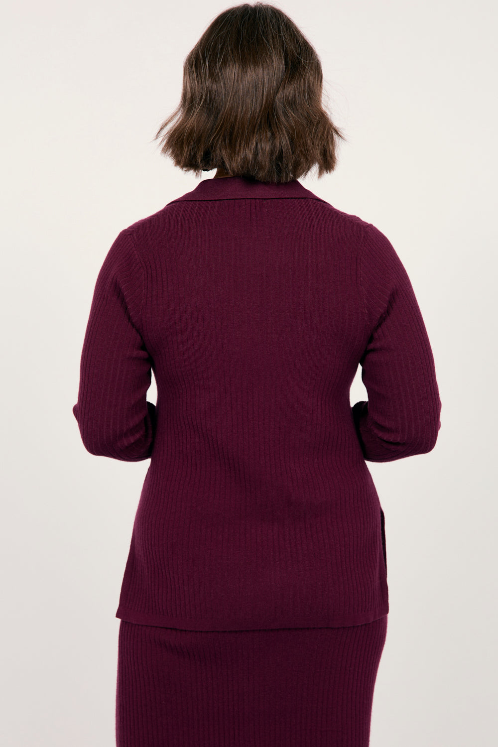 Knitted Cardigan in Plum