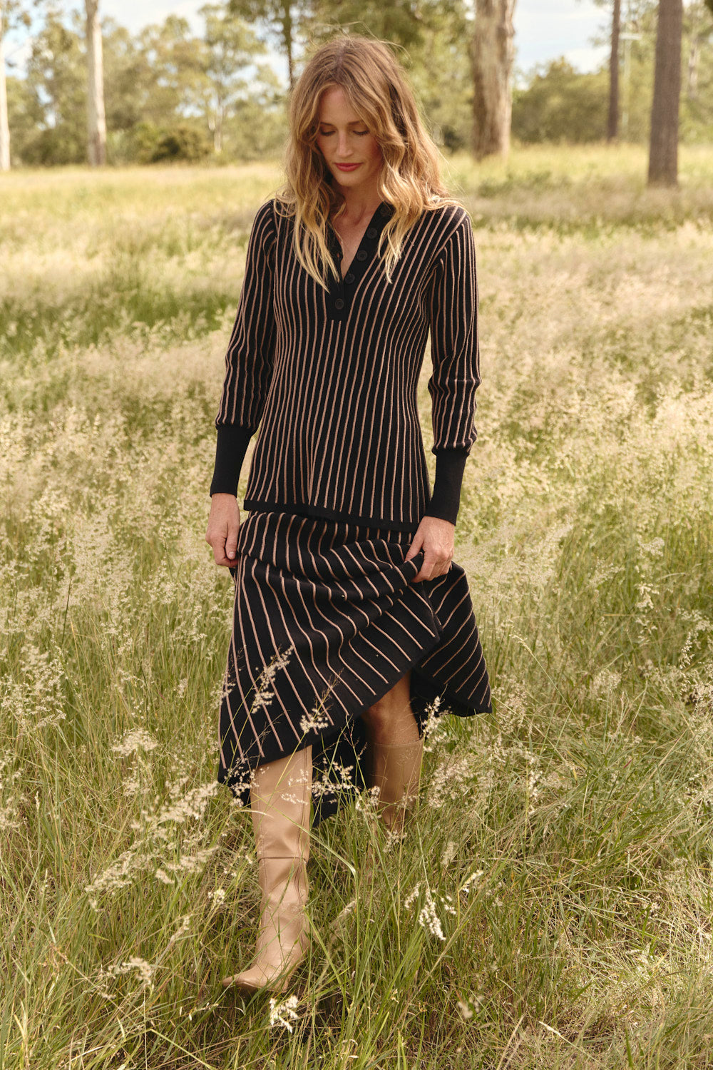 Knitted Collared Jumper in Black, Jumper - Adrift Clothing