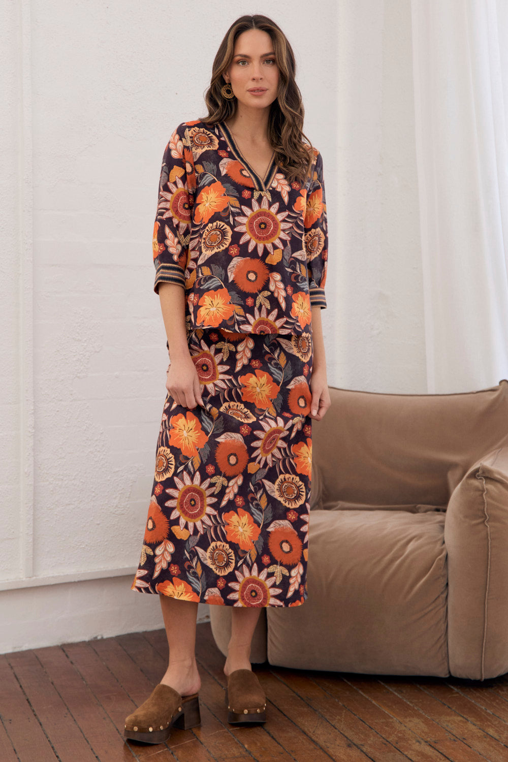 Katie Bias Cut Skirt in Abigail