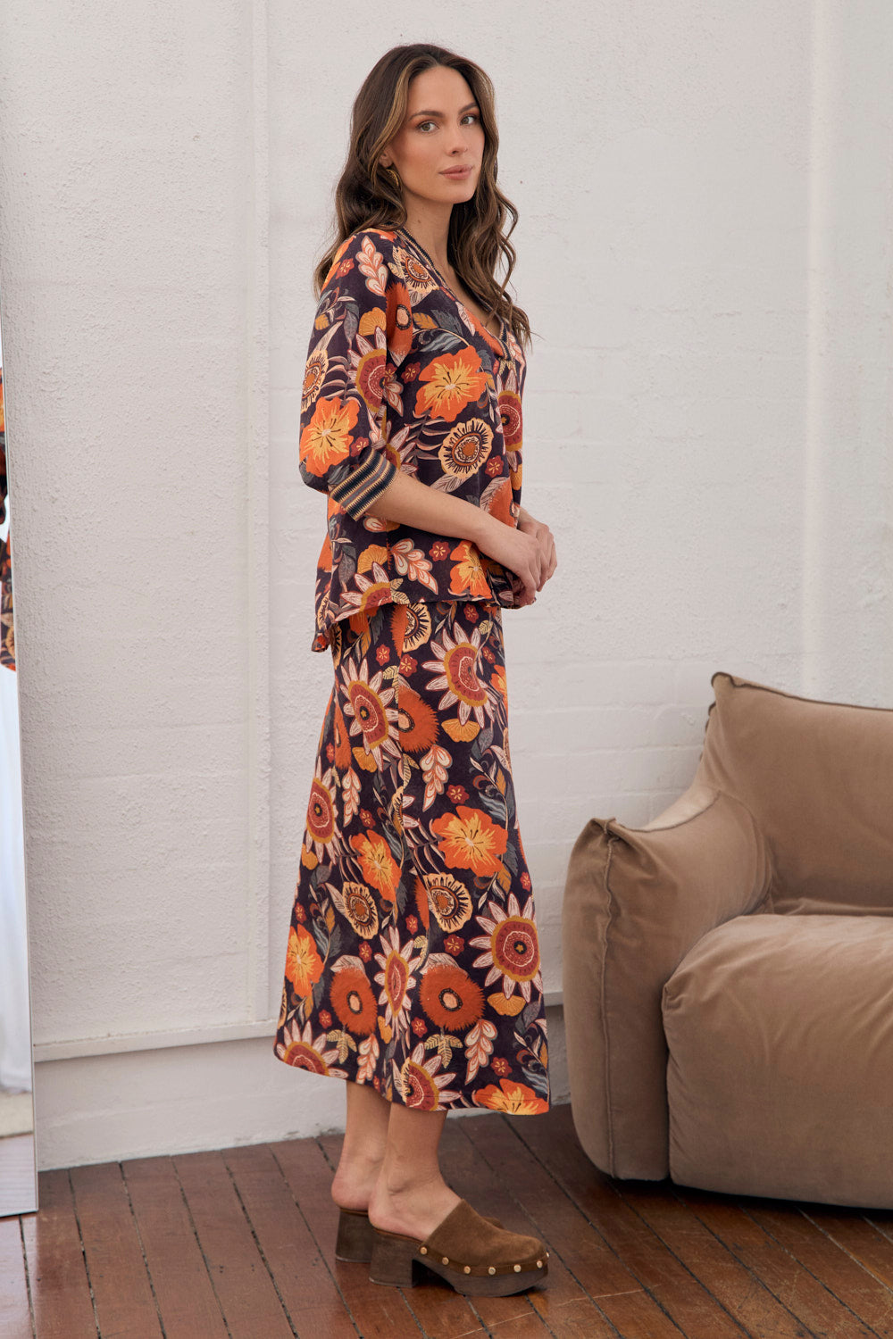 Katie Bias Cut Skirt in Abigail