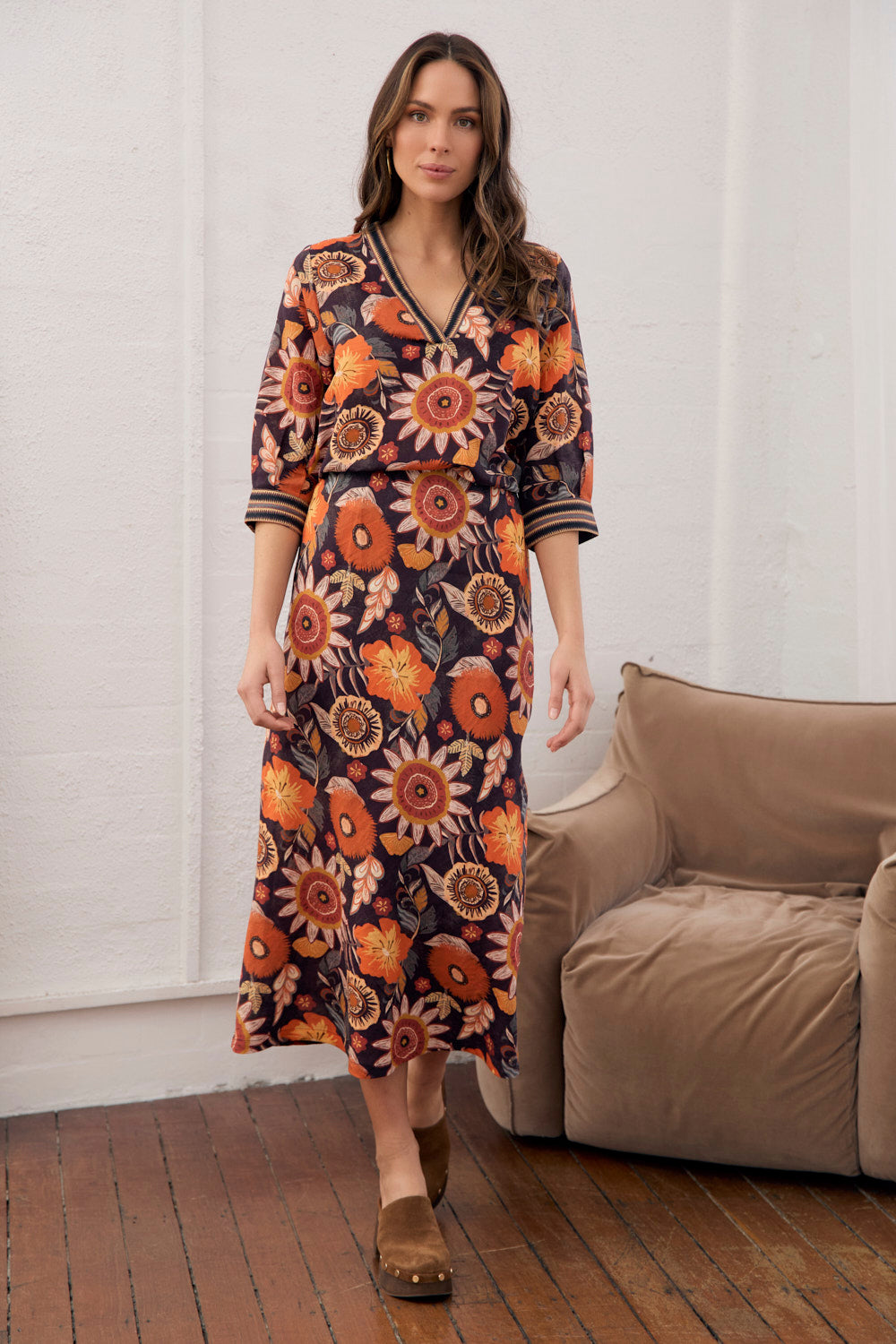 Katie Bias Cut Skirt in Abigail