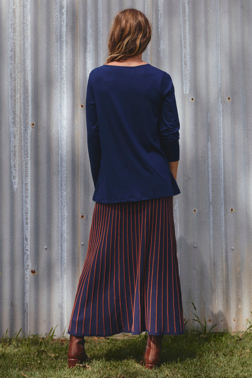 Long Sleeve Swing Tee in Navy, everyday basic designed in Brisbane Australia
