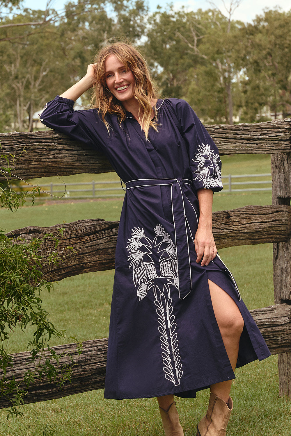 Robin Belted Dress in Inkwell Navy