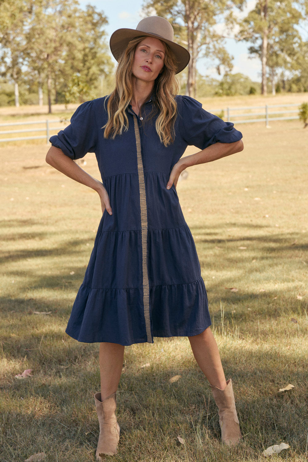 knee length tiered dress Winslow Knee-Length in Midnight Clay 92% rayon Color:Silver White Fuchsia KarenMillen Embellished Ruffle SCH005894