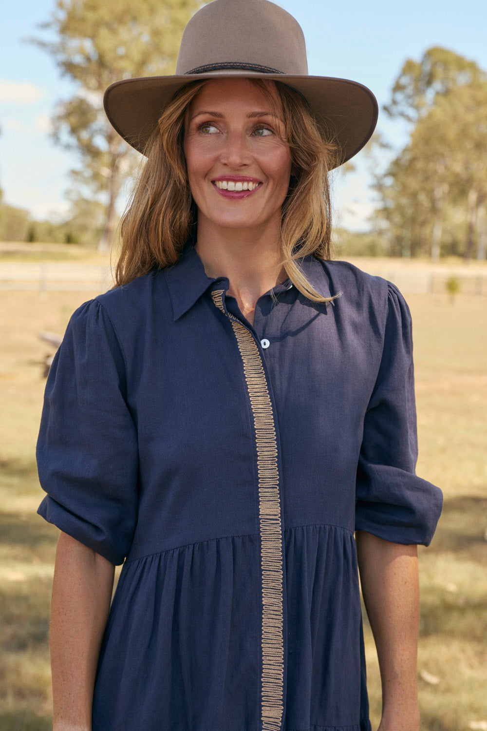 Winslow Knee-Length Dress in Midnight Clay