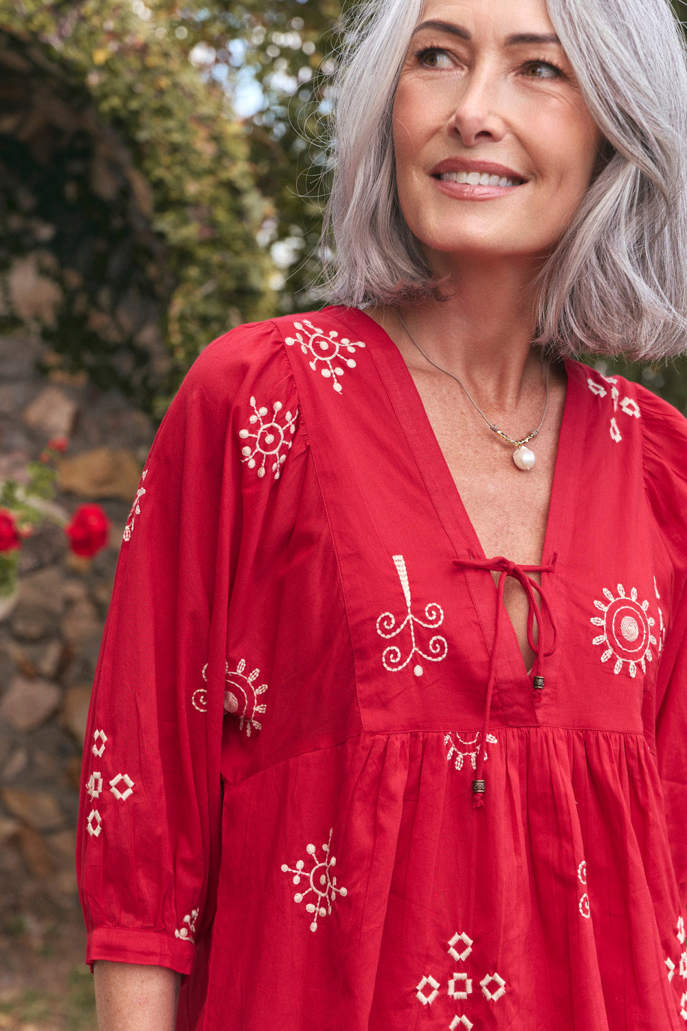 Cairo Boho Blouse in Cardinal