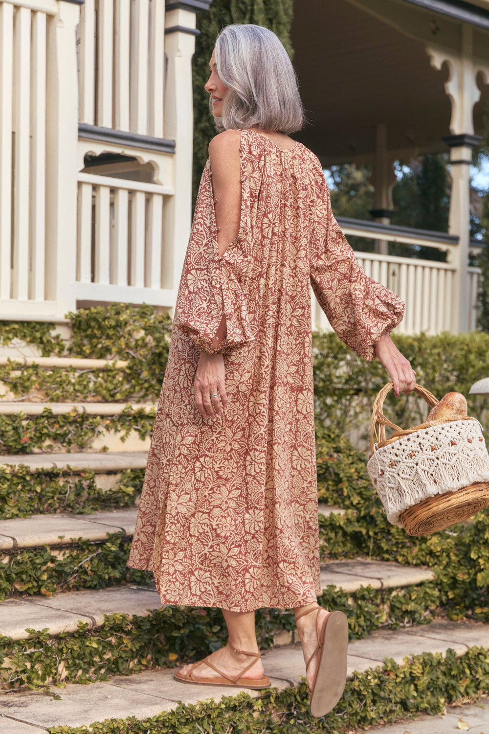Arden Button Sleeve Dress in Sultry Sanctuary
