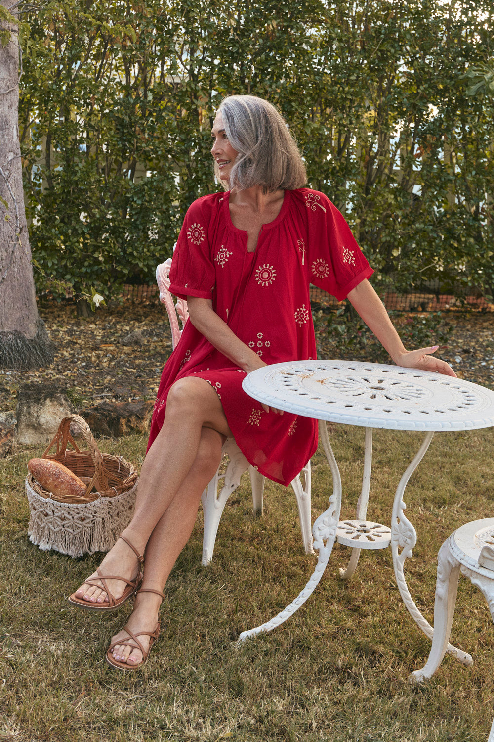 Via Short Billow Dress in Cardinal