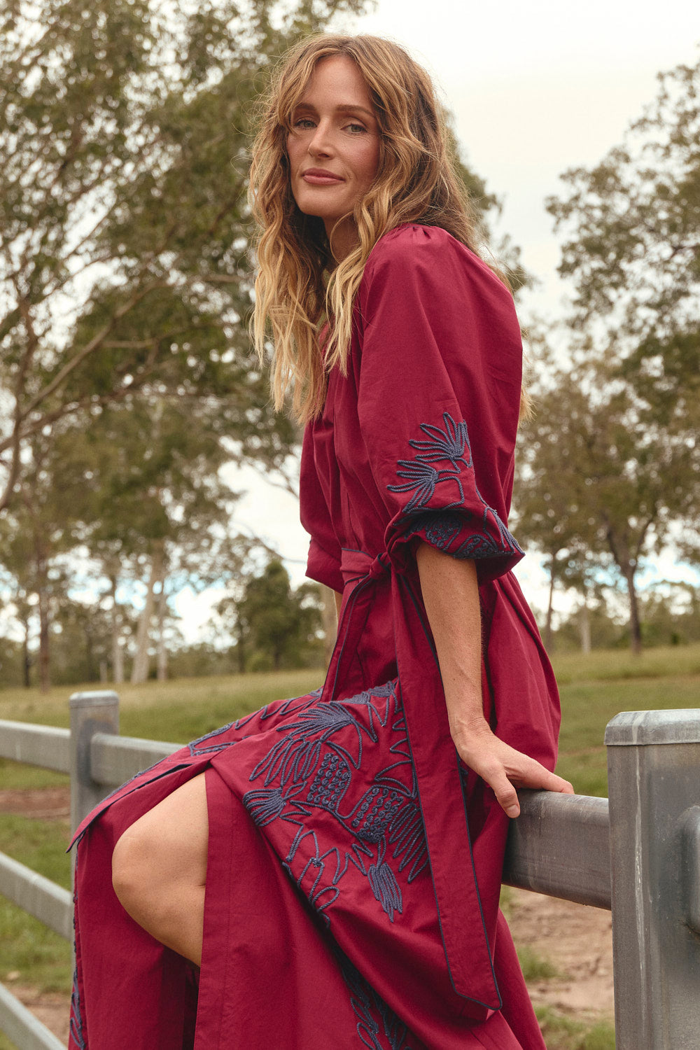 Robin Belted Dress in Inkwell Burgundy