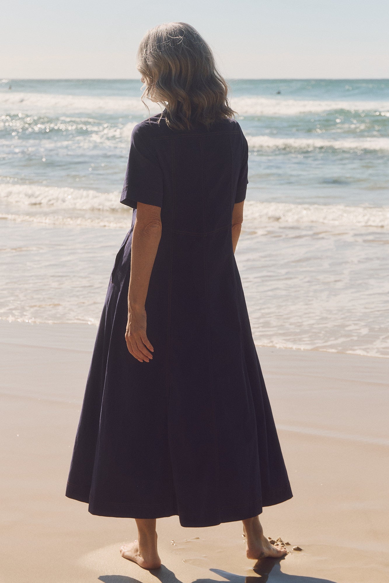 Maya Collared Dress in Navy