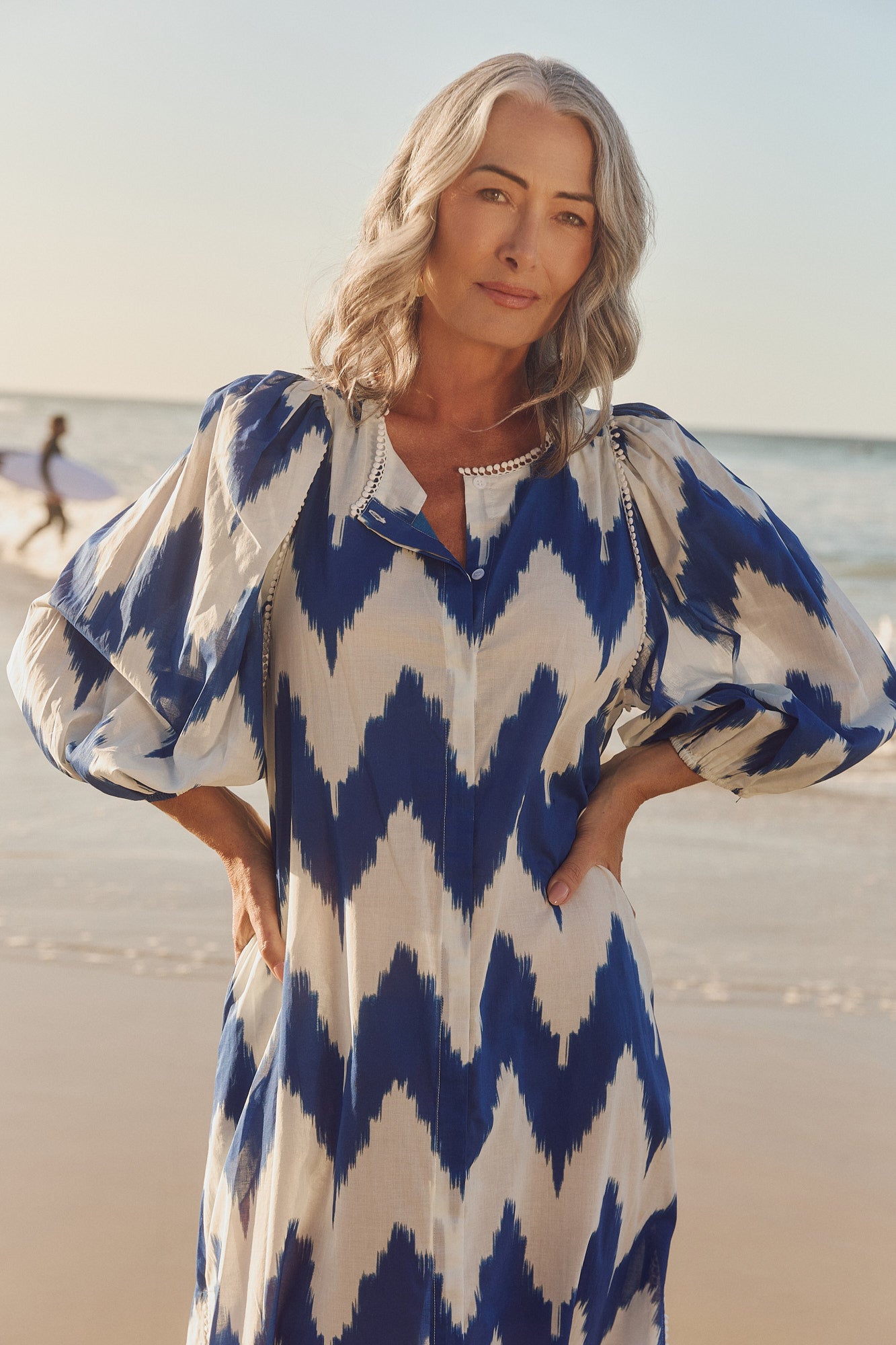Mandy Tunic Dress in Chevron Blue