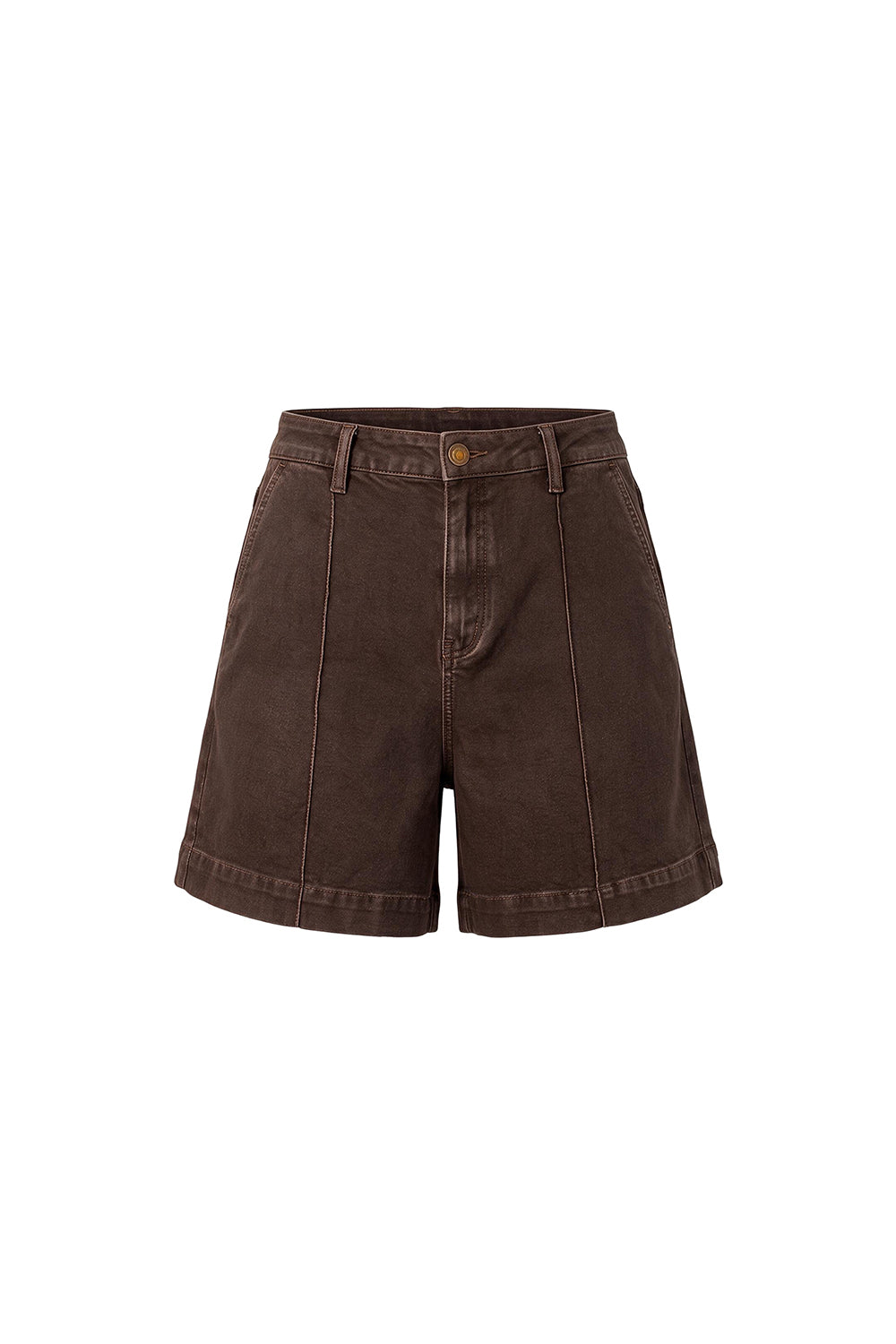 Lainey Denim A-Line Shorts in Chocolate