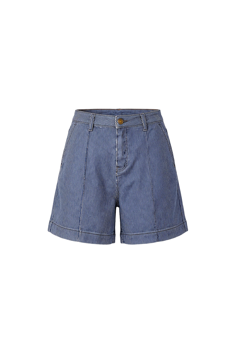 Lainey Denim A-Line Shorts in Stripe