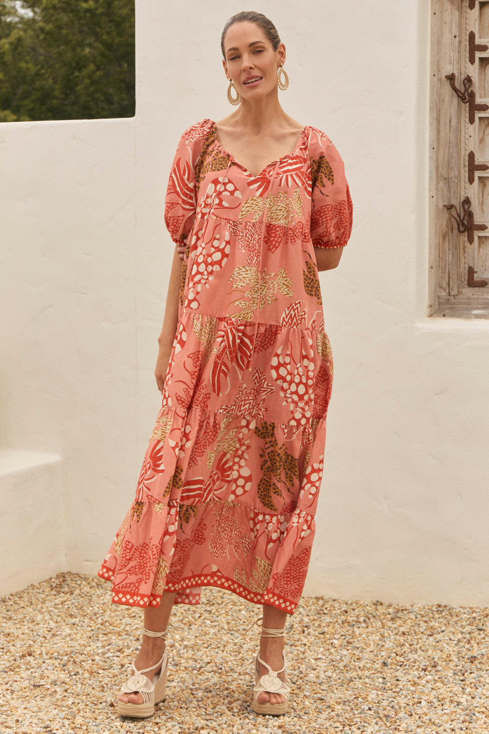 Layla Tiered Dress in Rock Lobster