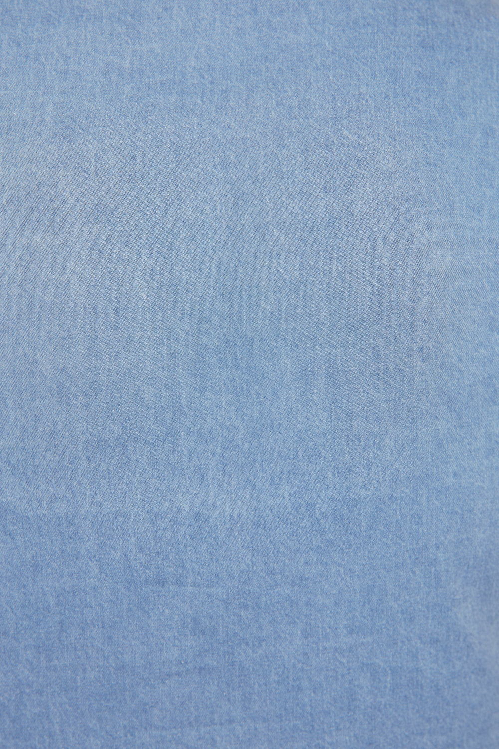 Ginette Chambray Dress in Light Wash, Short Dress - Adrift Clothing