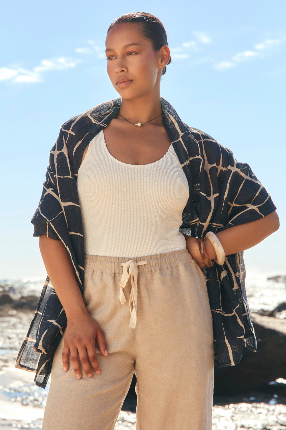 Linen Sarong in Woven Echo