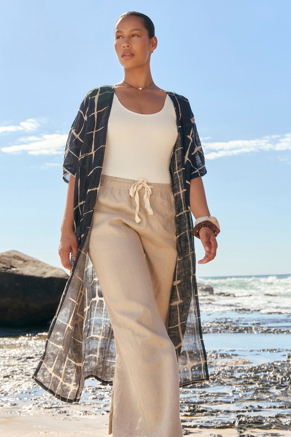 Liv Linen Duster in Woven Echo