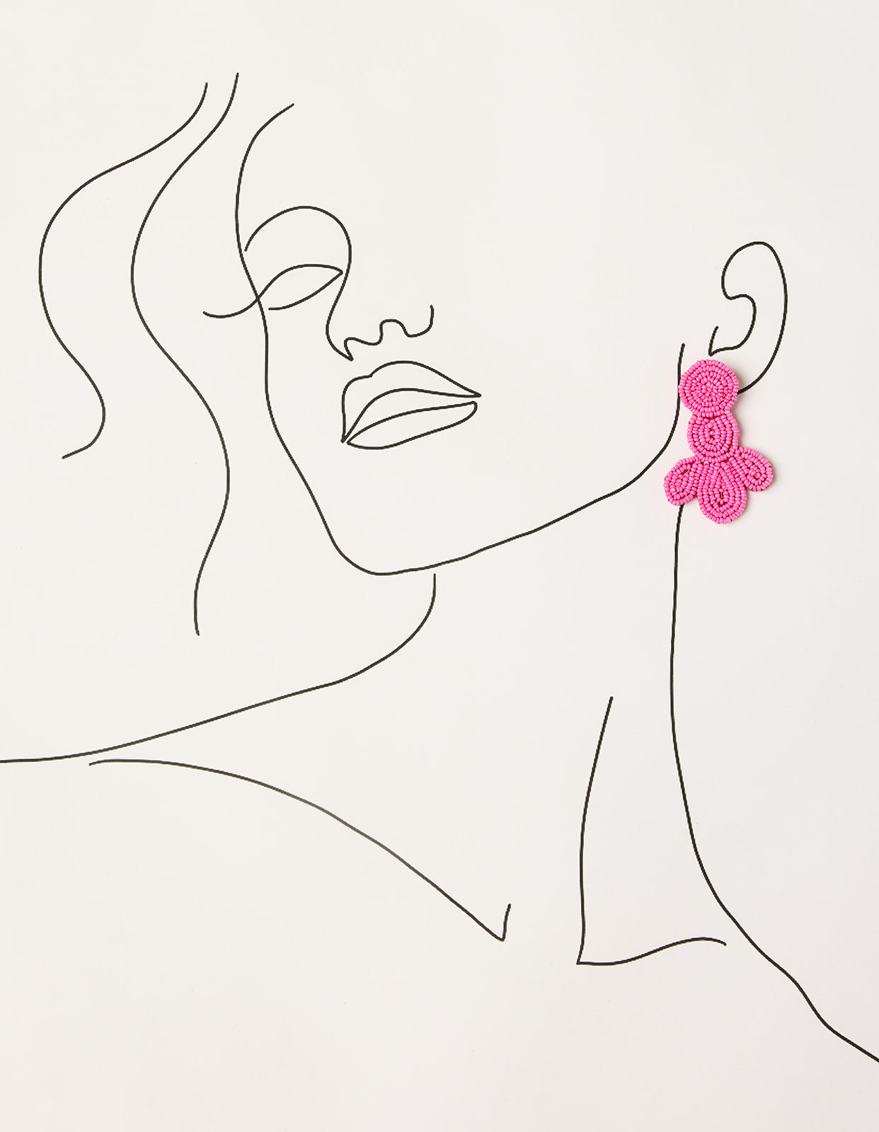 Lotus Beaded Earrings in Hot Pink
