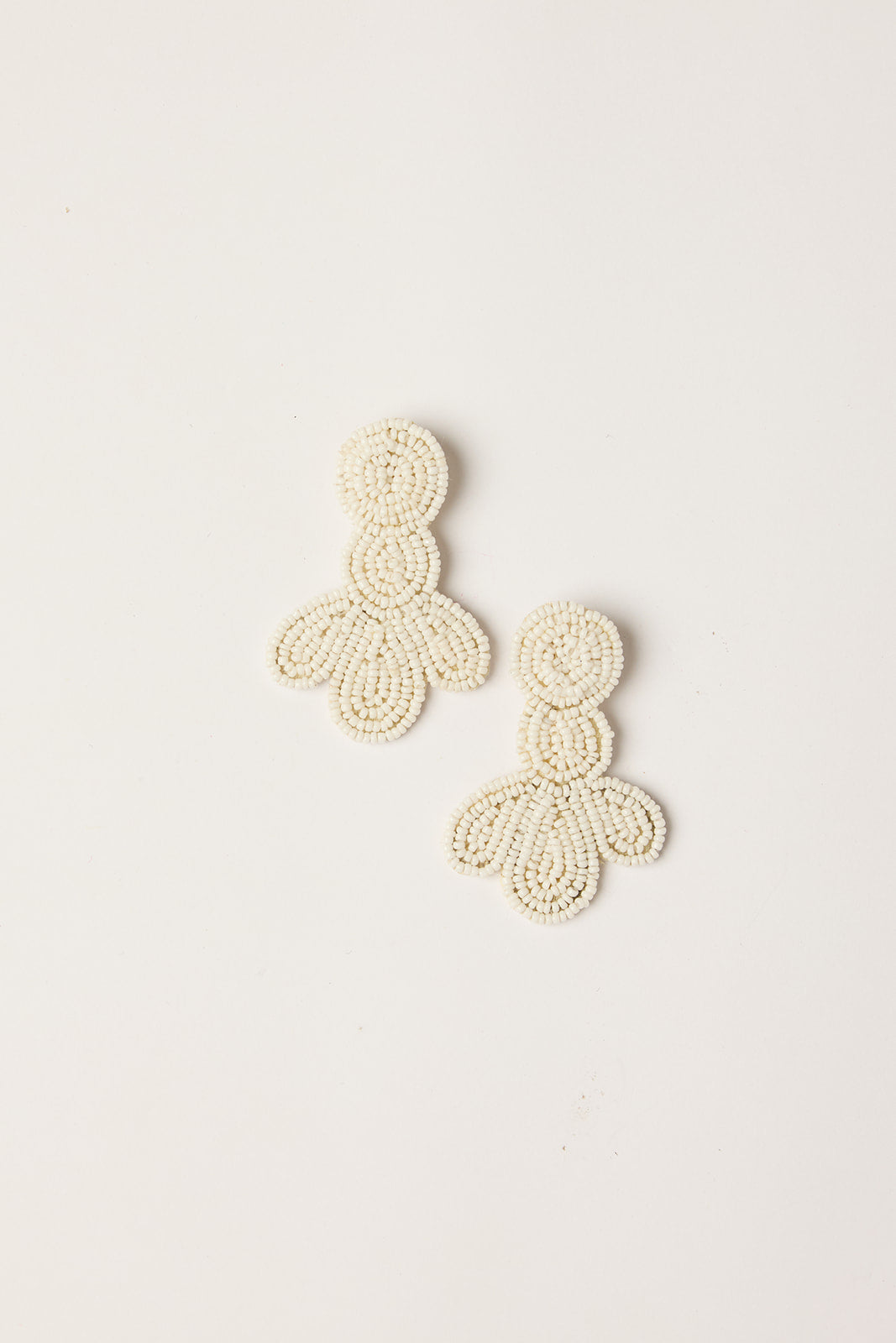 Lotus Beaded Earrings in White