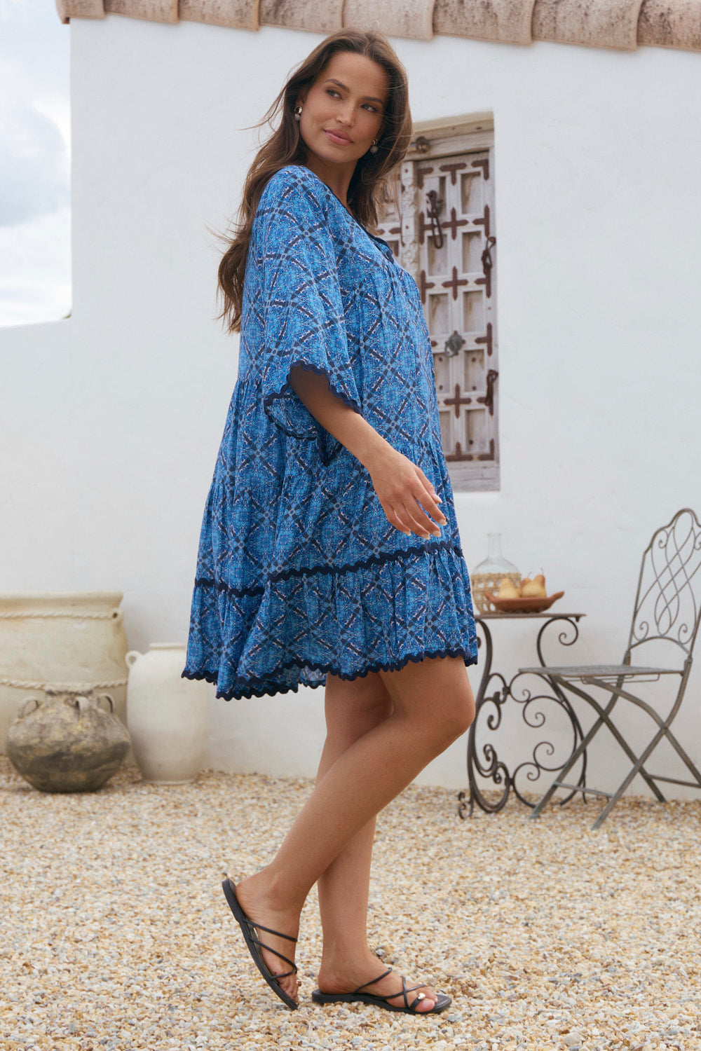 Mable Cotton Silk Dress in Nomad Nights