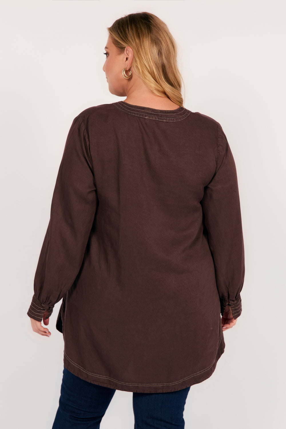 Maggie Tencel Tunic Top in Chocolate