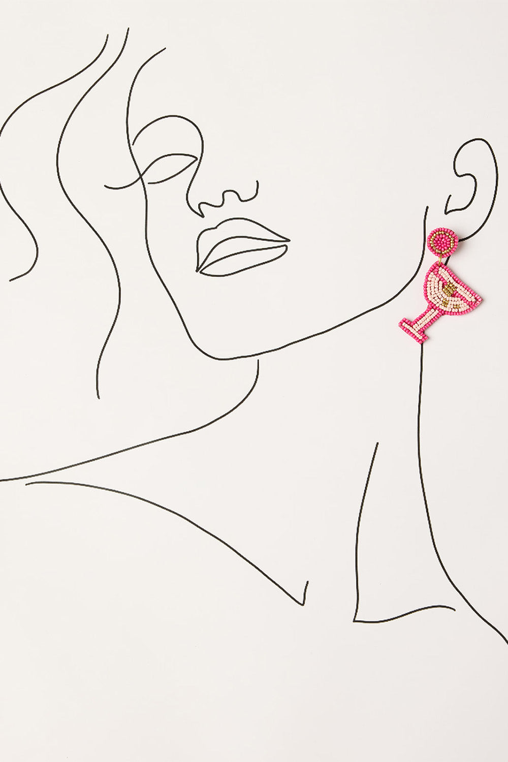 Martini Beaded Earrings in Pink