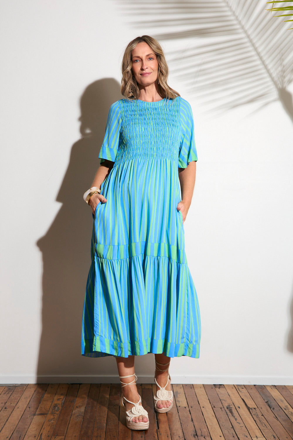 Minden Shirred Dress in Tropical Spring