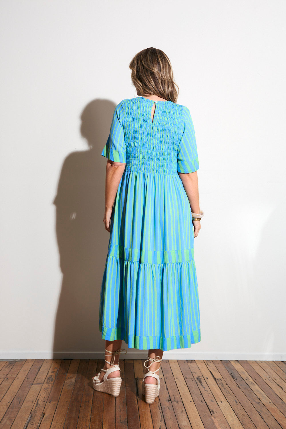 Minden Shirred Dress in Tropical Spring