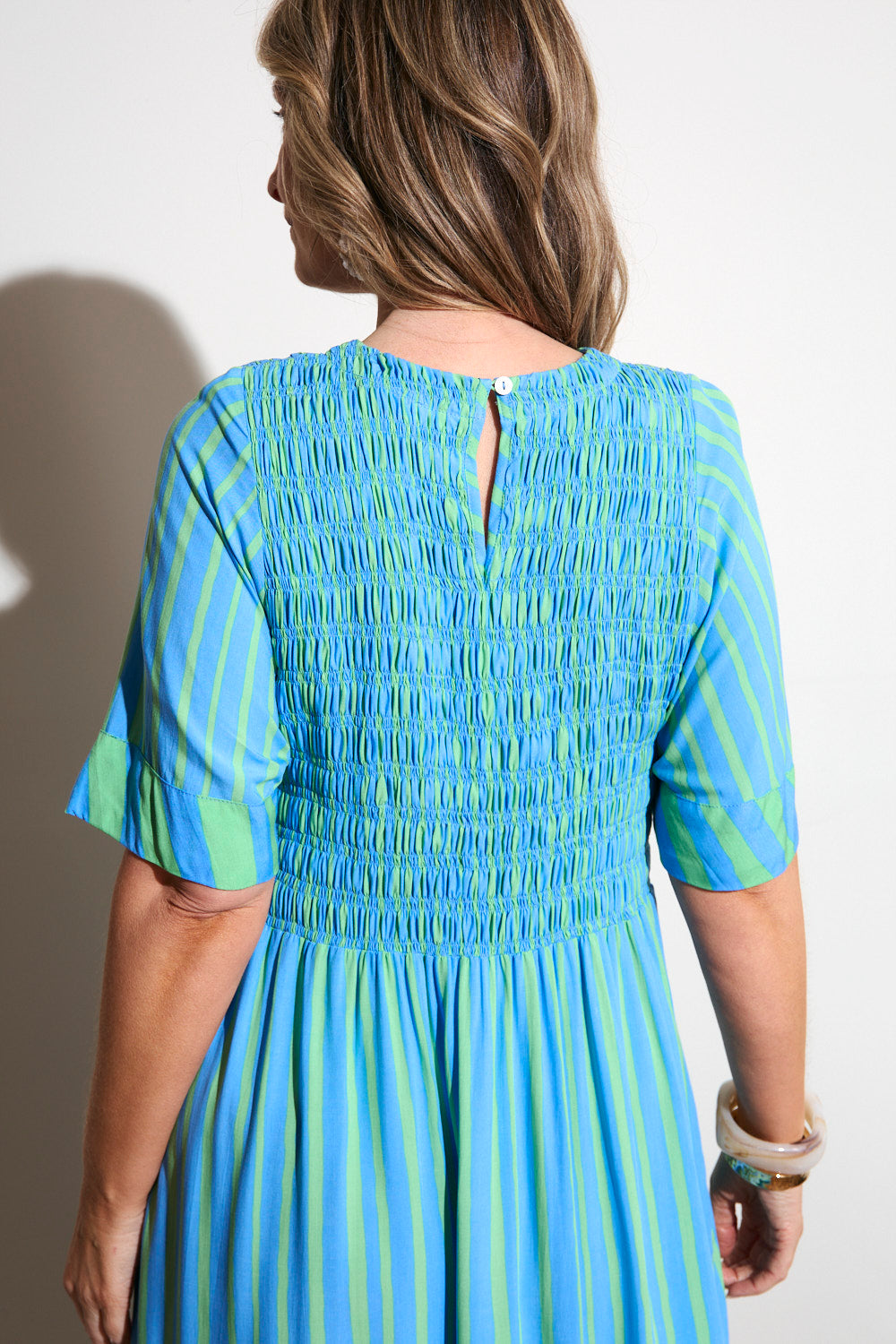 Minden Shirred Dress in Tropical Spring