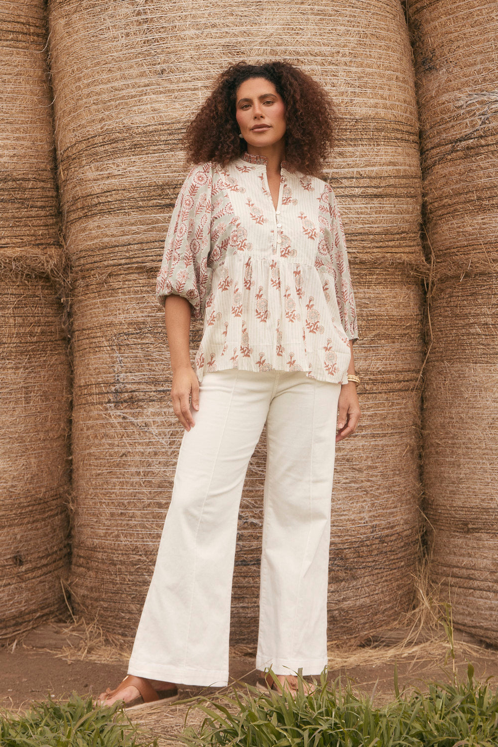Mirabelle Frill Blouse in Fernwood