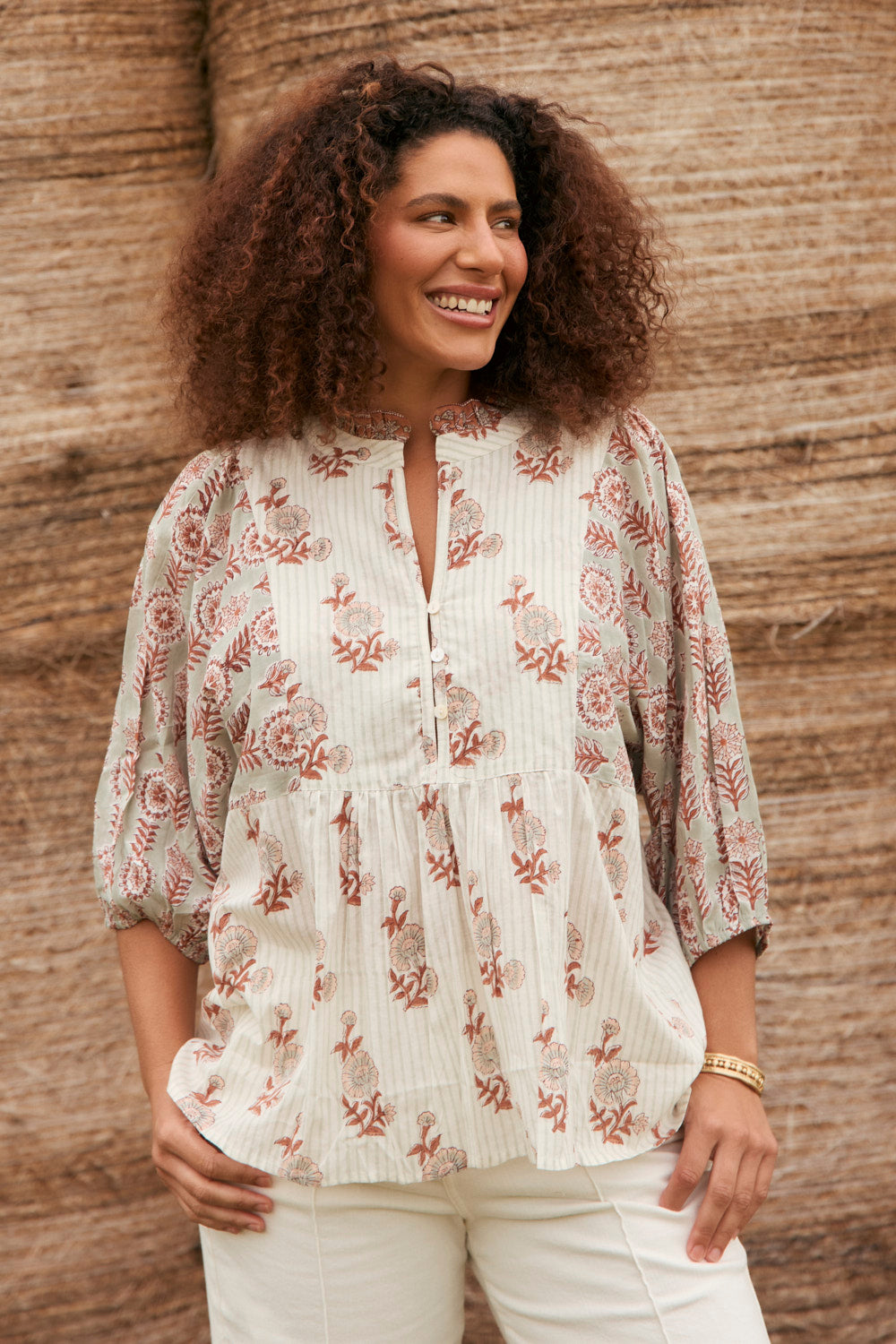 Mirabelle Frill Blouse in Fernwood
