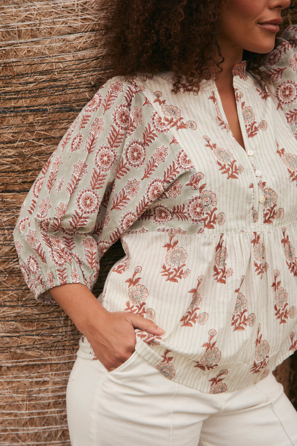 Mirabelle Frill Blouse in Fernwood