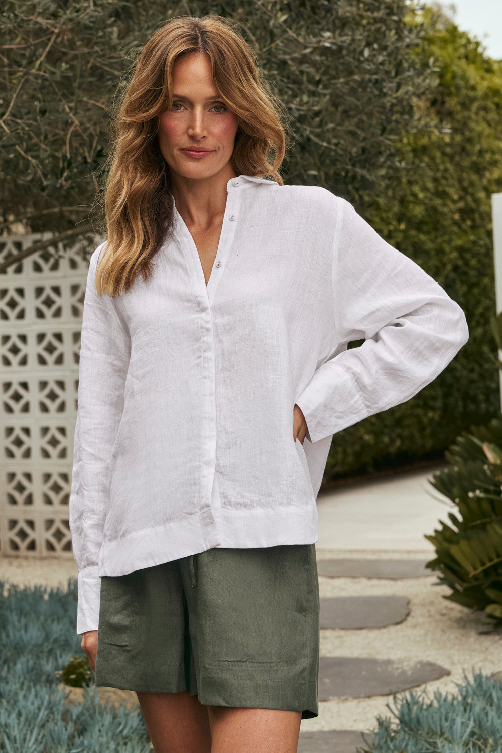 Oversized Linen Boyfriend Shirt in White