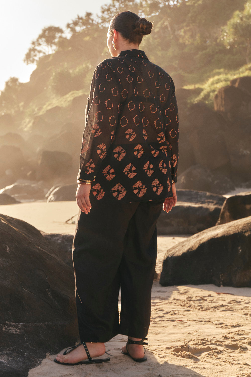 Natalia Cotton Silk Shirt in Stormflower