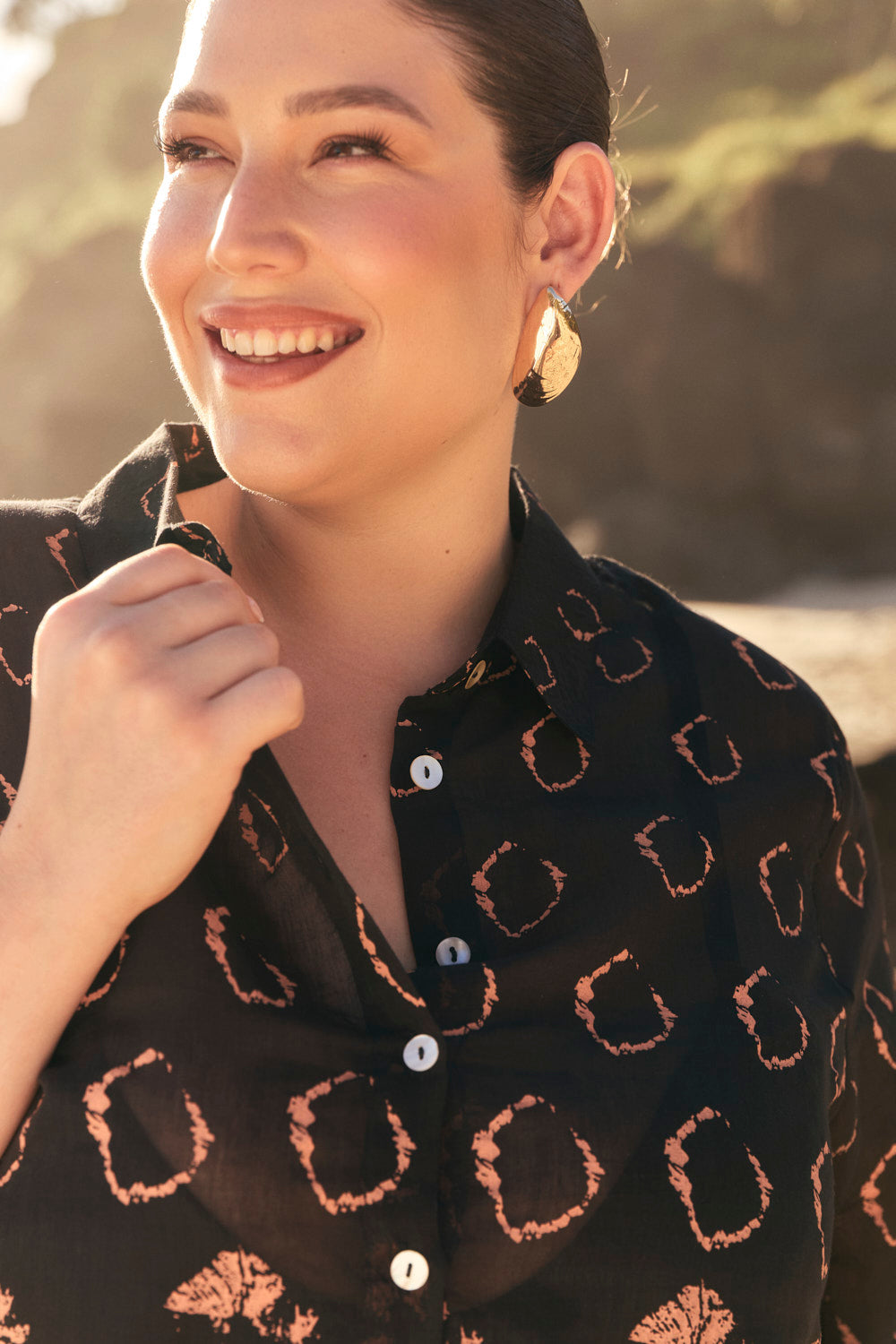 Natalia Cotton Silk Shirt in Stormflower