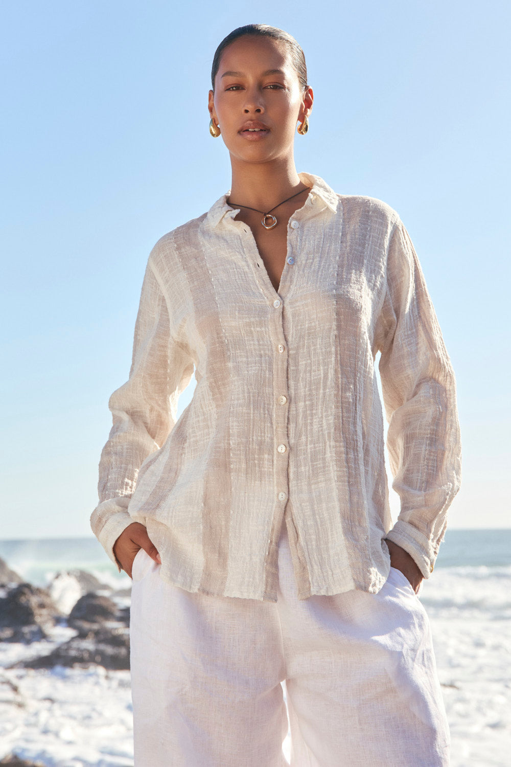 Natalia Shirt in Natural Stripe