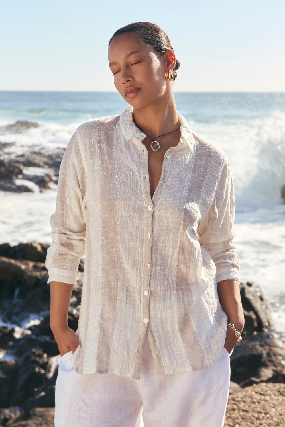 Natalia Shirt in Natural Stripe