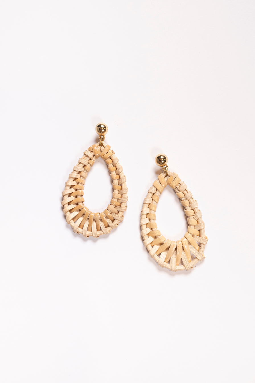 Oval Raffia Earrings in Natural