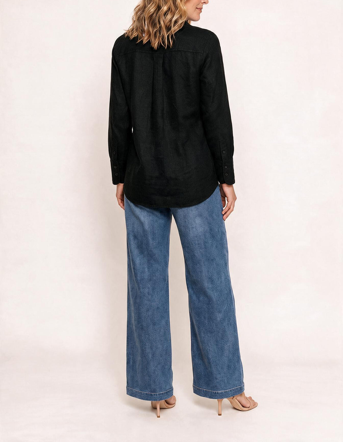 Oversized Linen Boyfriend Shirt in Black