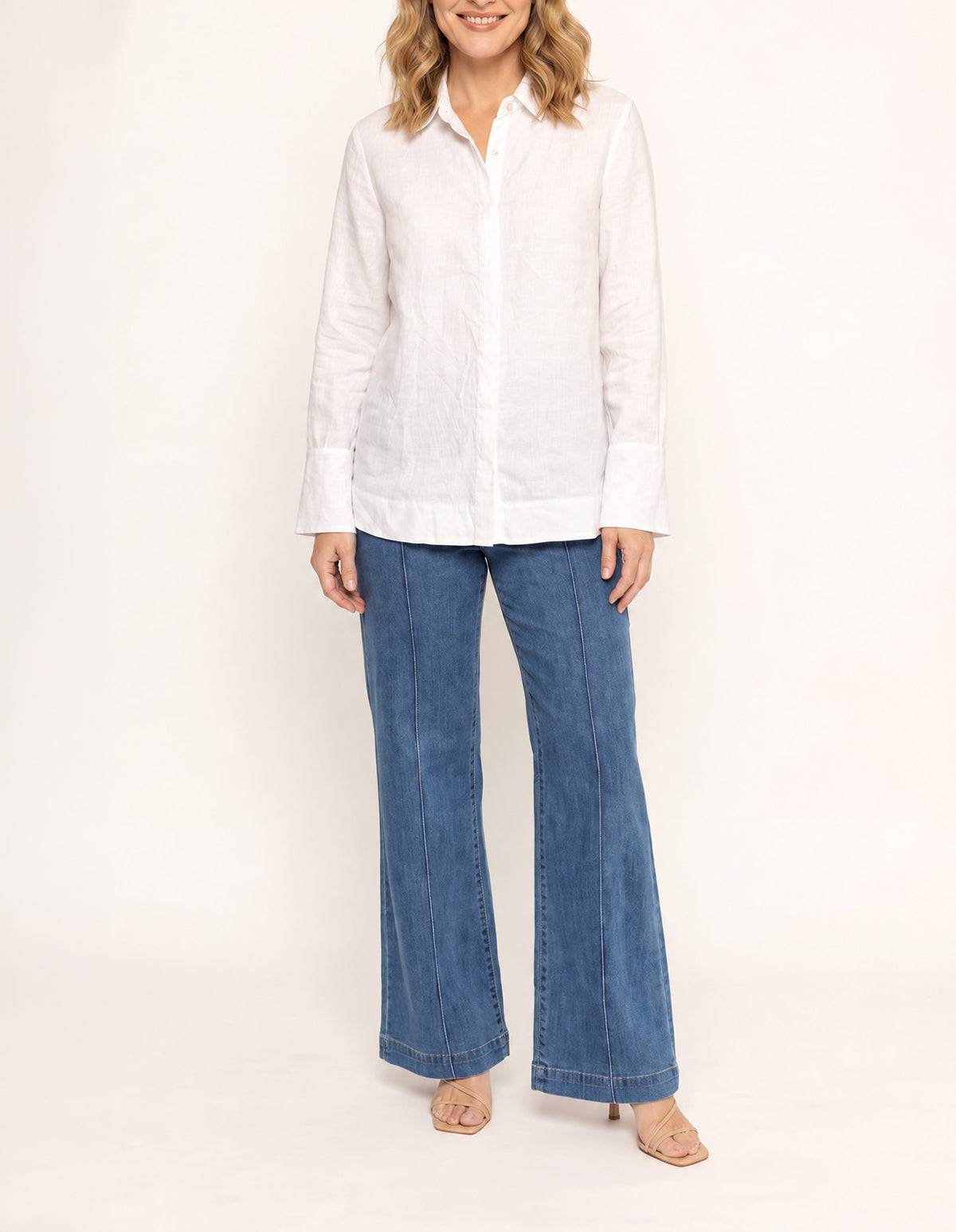 Oversized Linen Boyfriend Shirt in White