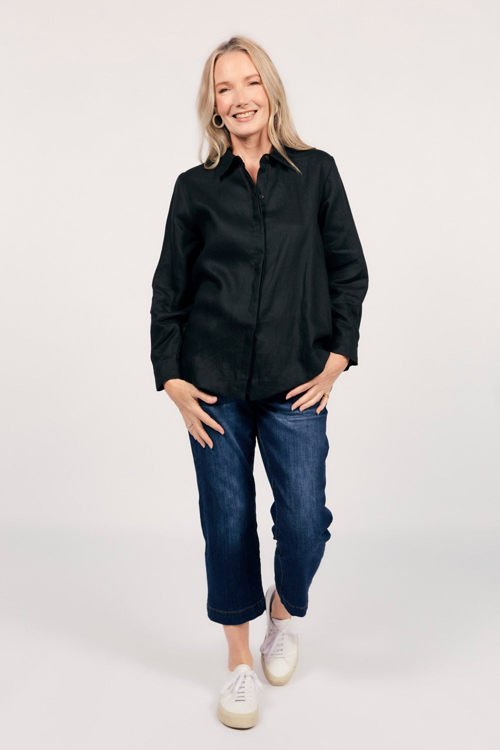 Oversized Linen Boyfriend Shirt 2.0 in Black