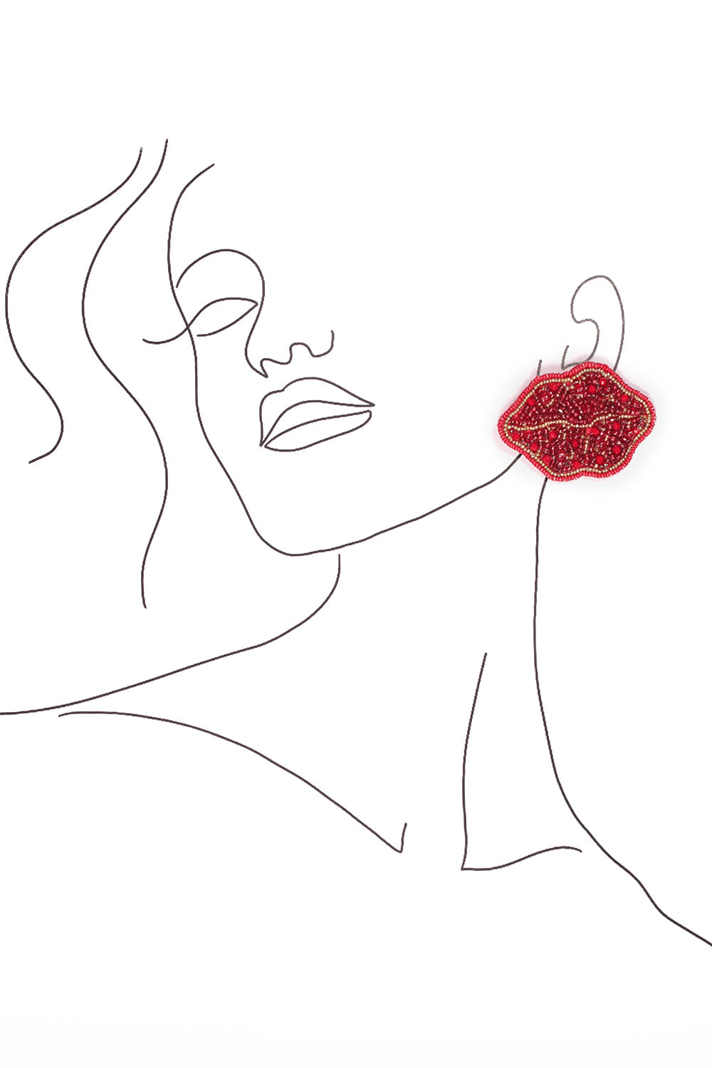Pouty Beaded Earrings in Red