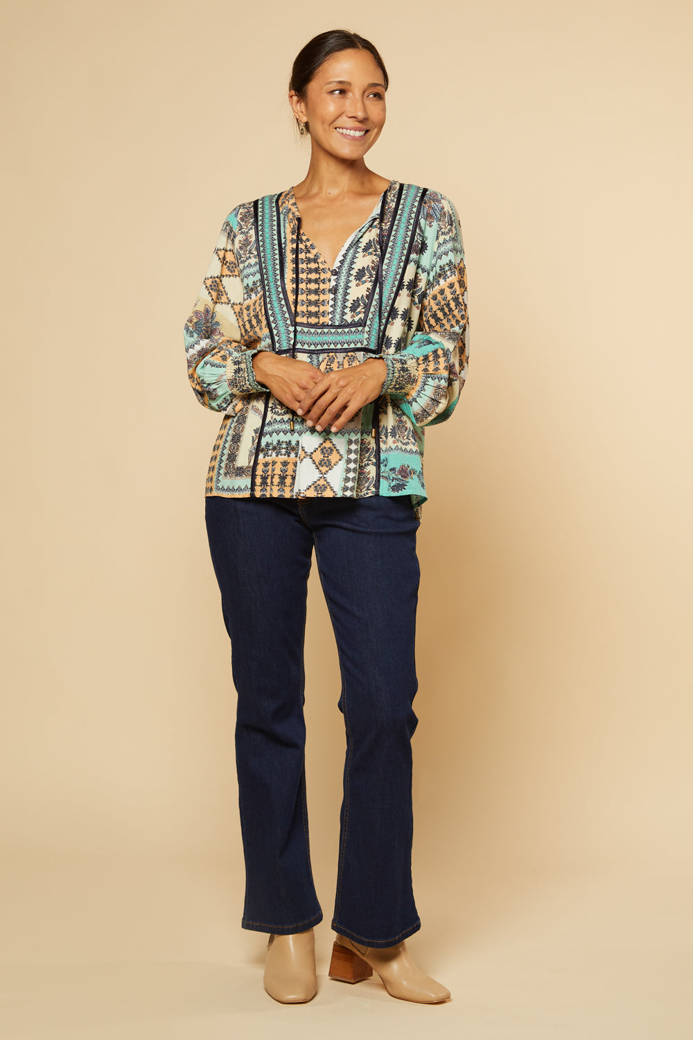 Radha Peasant Blouse in Torino, Blouse - Adrift Clothing