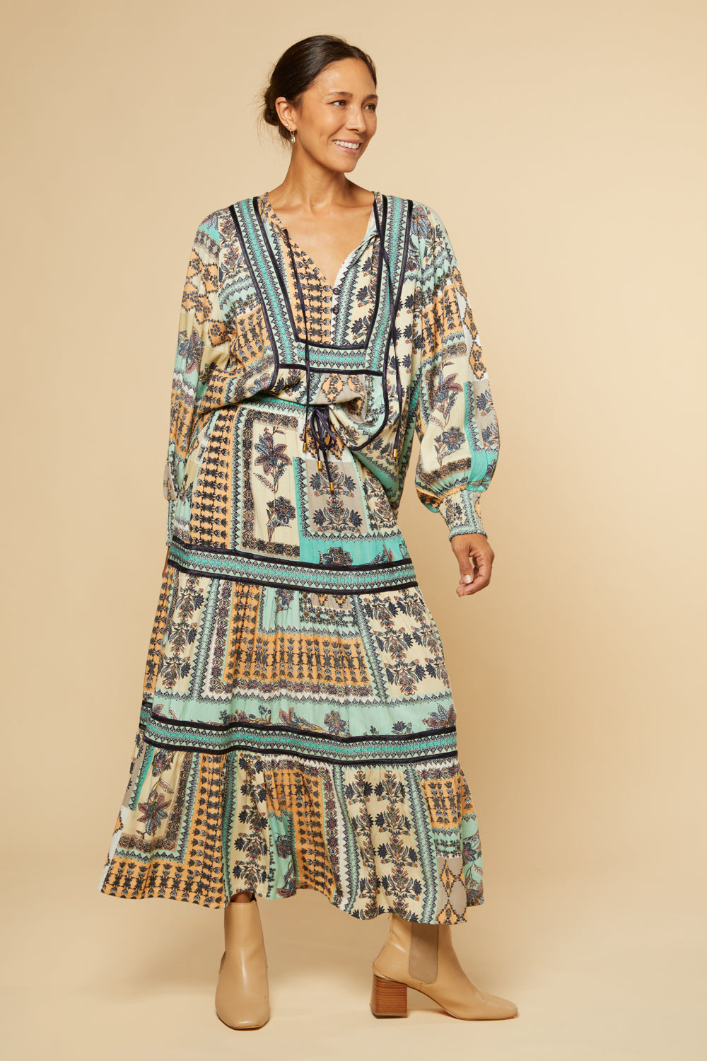 Radha Peasant Blouse in Torino, Blouse - Adrift Clothing