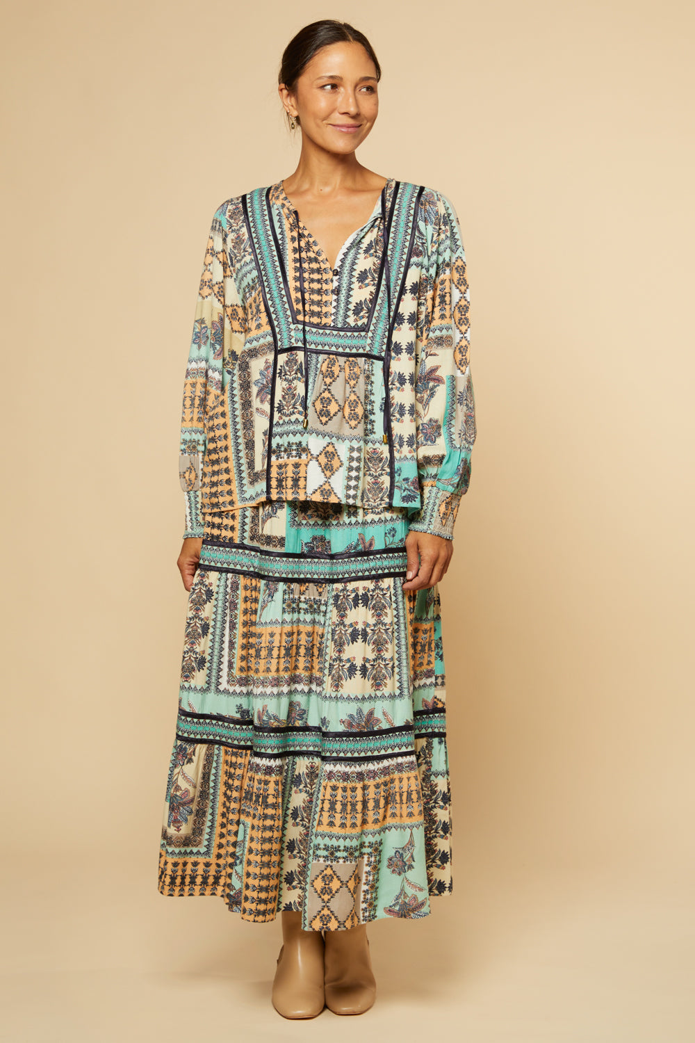 Radha Peasant Blouse in Torino, Blouse - Adrift Clothing