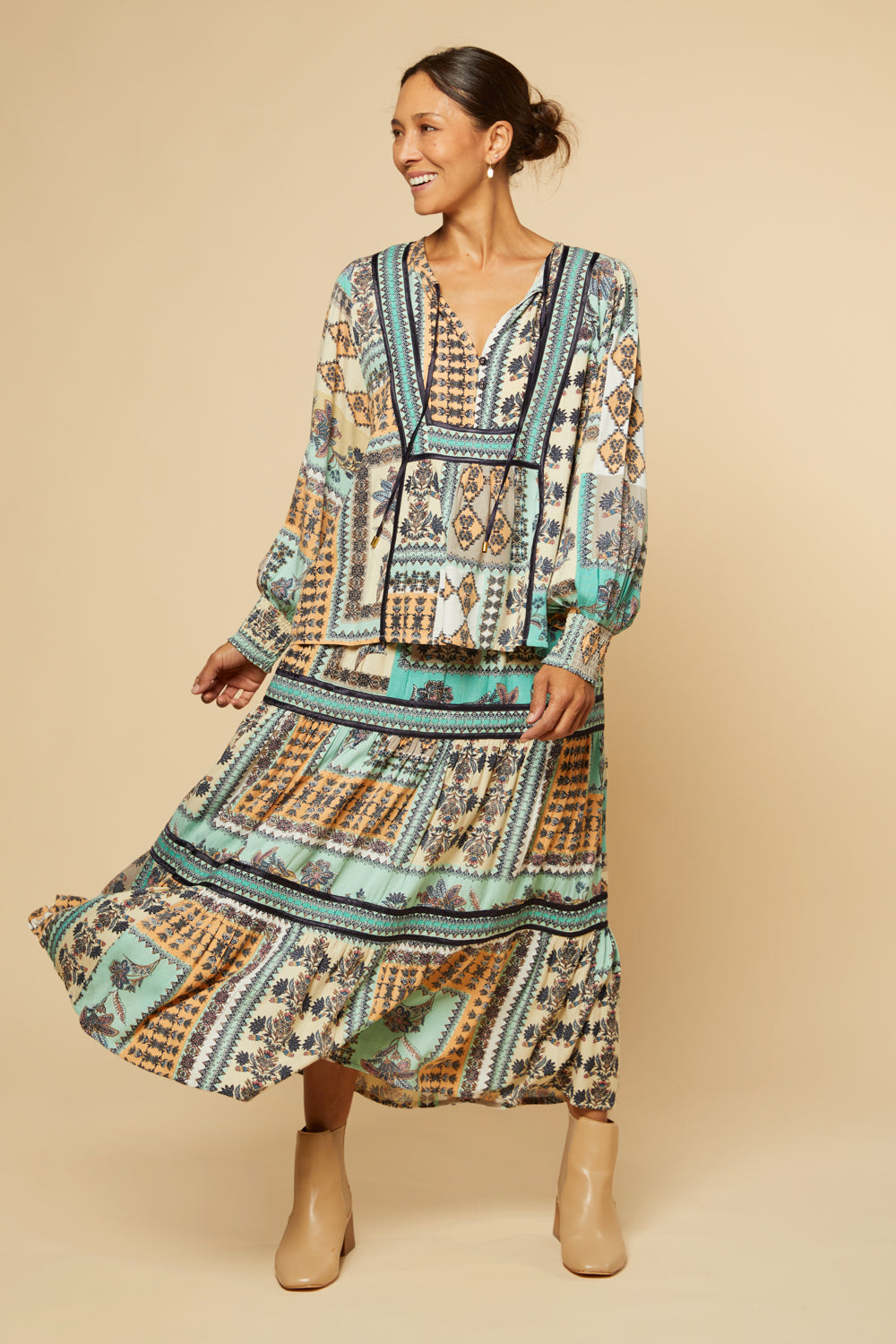 Radha Peasant Blouse in Torino, Blouse - Adrift Clothing