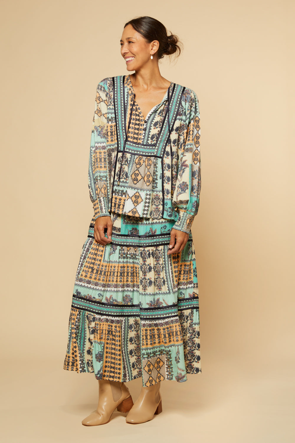Radha Peasant Blouse in Torino, Blouse - Adrift Clothing