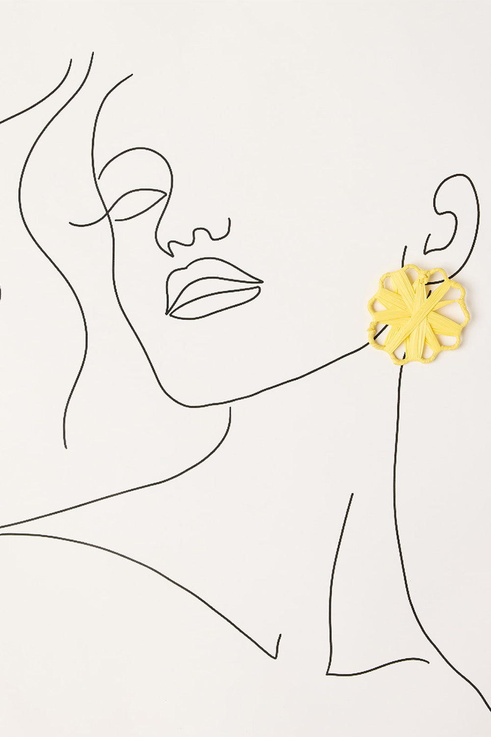 Raffia Woven Flower Earrings in Yellow