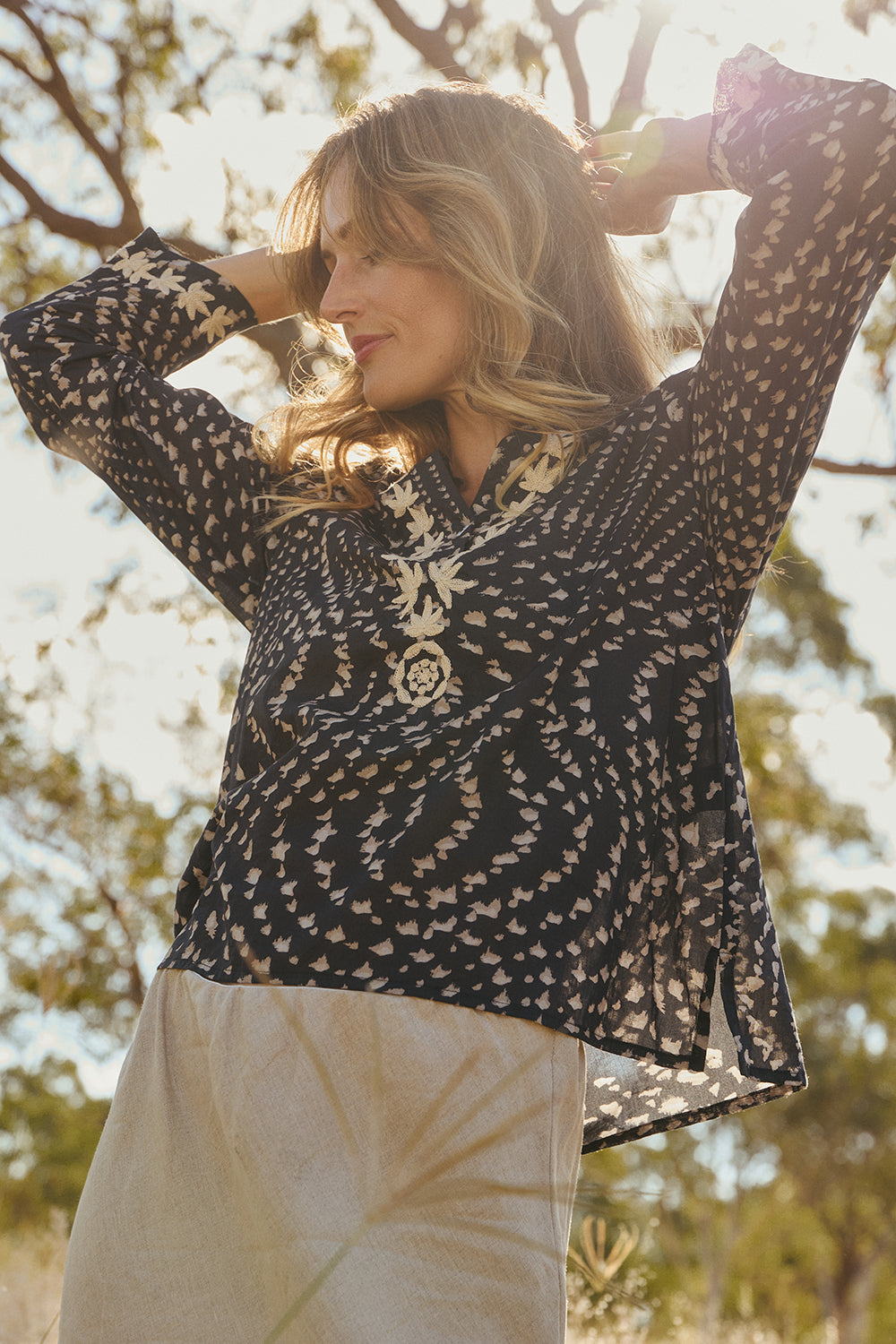 Rani Embroidered Blouse in Wild Jasmine