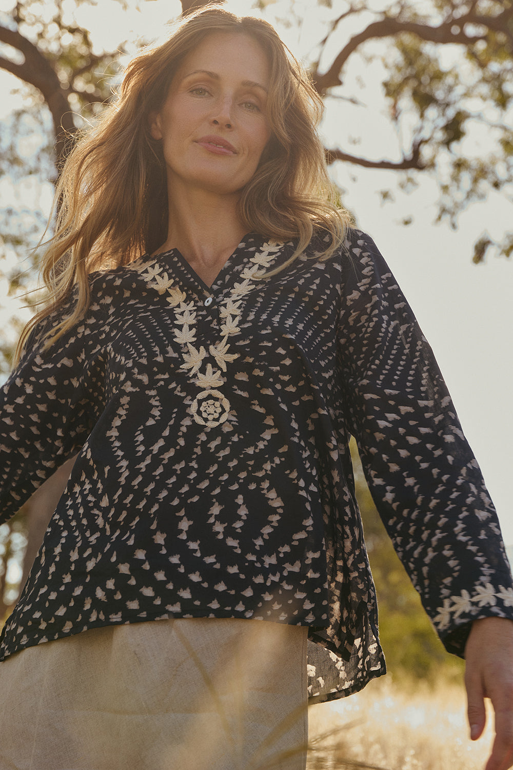 Rani Embroidered Blouse in Wild Jasmine